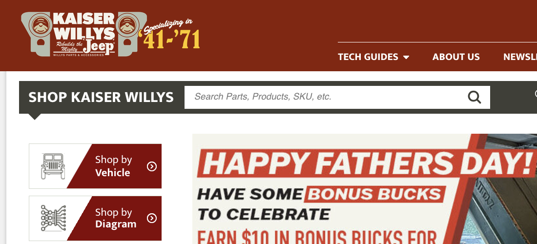 Website navigation screenshot